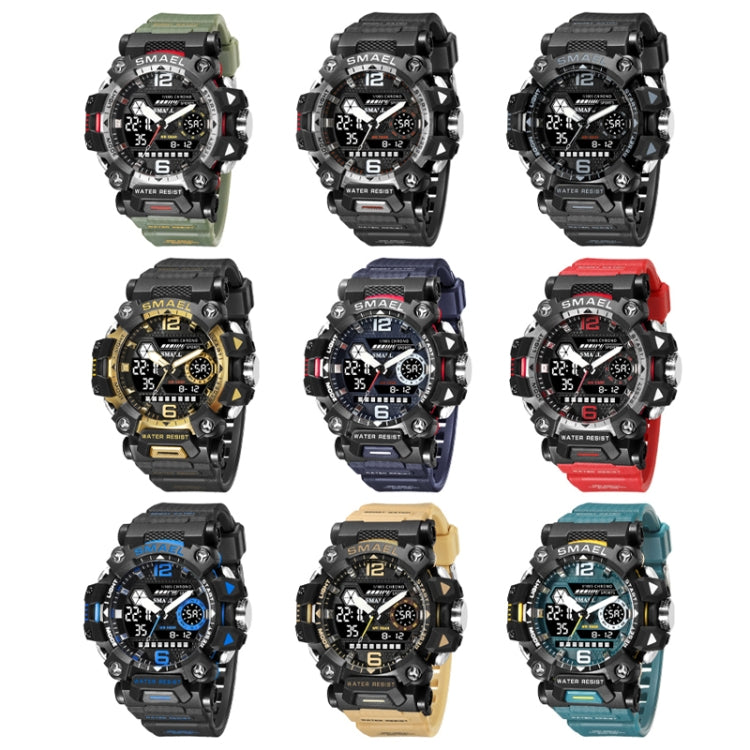 SMAEL 8072 Alloy Outdoor Multifunctional Electronic Watch Men Dual Display Waterproof Watch