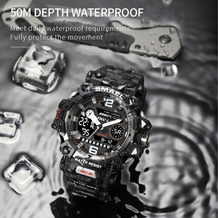 SMAEL 8072 Alloy Outdoor Multifunctional Electronic Watch Men Dual Display Waterproof Watch