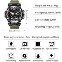 Load image into Gallery viewer, SMAEL 8072 Alloy Outdoor Multifunctional Electronic Watch Men Dual Display Waterproof Watch