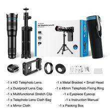 Load image into Gallery viewer, Apexel APL-36XJJ020 36X HD Telescope Universal Telephoto Phone Lens + Clip + Tripod Set
