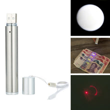Load image into Gallery viewer, 3 in 1 USB Rechargeable Flashlight Infrared Laser Pen Currency Detector Lamp, Silver
