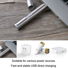 Load image into Gallery viewer, 3 in 1 USB Rechargeable Flashlight Infrared Laser Pen Currency Detector Lamp, Silver