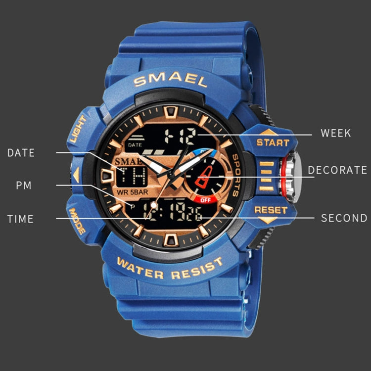 SMAEL 8043 Multifunctional Dual Display Shockproof Outdoor Waterproof Sports Quartz Watch