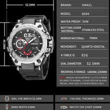 Load image into Gallery viewer, SMAEL 8060 Waterproof Sports Alloy Men Watch Luminous Display HD Mirror Watch