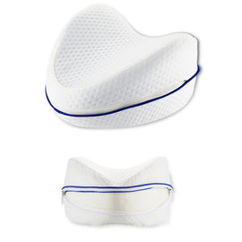 Body Memory Cotton Leg Pillow Sleeping Orthopedic Sciatica Back Hip Joint for Pain Relief, Heart White Inner, Heart Blue Inner