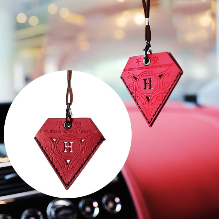 Car Pendant Triangular Ping An Charm Bag Leather Rearview Mirror Ornament, Triangular Red, Triangular Yellow, Triangular Black