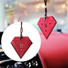 Load image into Gallery viewer, Car Pendant Triangular Ping An Charm Bag Leather Rearview Mirror Ornament, Triangular Red, Triangular Yellow, Triangular Black