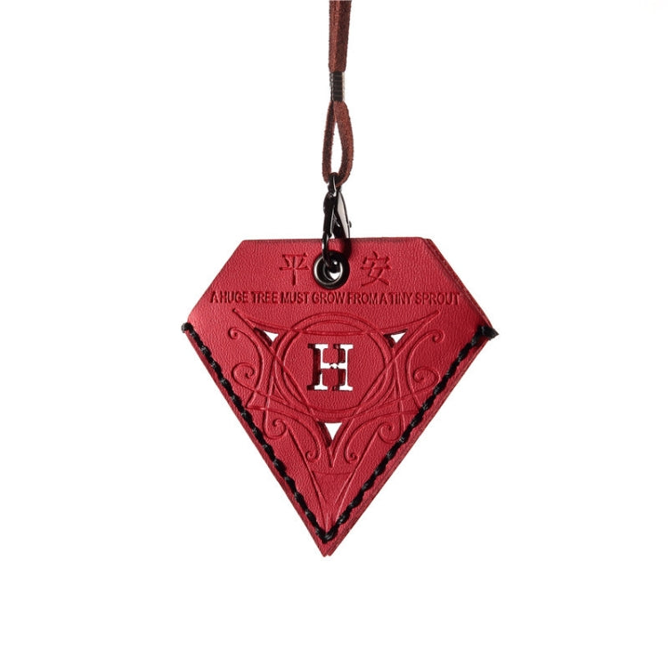 Car Pendant Triangular Ping An Charm Bag Leather Rearview Mirror Ornament, Triangular Red, Triangular Yellow, Triangular Black