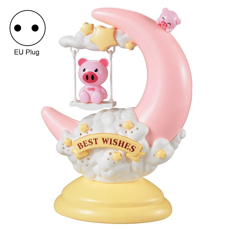 GOELONG Cartoon Moon Table Lamp Children Room Animal Night Light, Plug:, US Plug, EU Plug