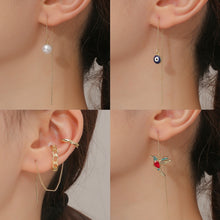 Load image into Gallery viewer, Long Ear Wire Women Simple Earrings, E2104-4 Red Bird, E2104-5 Blue Bird, E2210-1 Dual Ball C Clip, E2210-2 Pearl, E2210-3 Vermiculite, E2210-4 Crystal, E2210-5 Eyes, E2210-6 Moon, E2210-7 Four-pointed Star, E2210-8 Love, E2210-9 Bee, E2210-10 Butterfl...