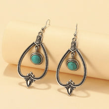 Load image into Gallery viewer, Bohemian Turquoise Natural Stone Sweater Vintage Pendant, Model:, Necklace Ear Ring Set, Two-pointed Necklace, N2111-11 Earrings Accessories, N211-12 Leaf Neck Chain, N2111-13 Three Stones, N2111-14 Eight Stones, N211-15 Circle, Leather Bracelet       ...