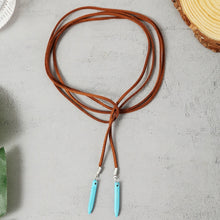 Load image into Gallery viewer, Bohemian Turquoise Natural Stone Sweater Vintage Pendant, Model:, Necklace Ear Ring Set, Two-pointed Necklace, N2111-11 Earrings Accessories, N211-12 Leaf Neck Chain, N2111-13 Three Stones, N2111-14 Eight Stones, N211-15 Circle, Leather Bracelet       ...