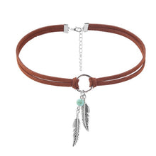Load image into Gallery viewer, Bohemian Turquoise Natural Stone Sweater Vintage Pendant, Model:, Necklace Ear Ring Set, Two-pointed Necklace, N2111-11 Earrings Accessories, N211-12 Leaf Neck Chain, N2111-13 Three Stones, N2111-14 Eight Stones, N211-15 Circle, Leather Bracelet       ...