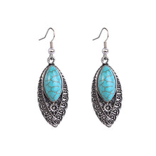Load image into Gallery viewer, Bohemian Turquoise Natural Stone Sweater Vintage Pendant, Model:, Necklace Ear Ring Set, Two-pointed Necklace, N2111-11 Earrings Accessories, N211-12 Leaf Neck Chain, N2111-13 Three Stones, N2111-14 Eight Stones, N211-15 Circle, Leather Bracelet       ...