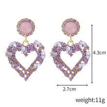 Load image into Gallery viewer, Love Silver Needle Earrings Simple Earrings, E2109-12 Purple Diamond, E2109-13 White Diamond, E2112-9 Gold Asymmetric Love, E2112-10 White K Asymmetric Love