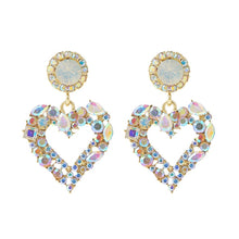Load image into Gallery viewer, Love Silver Needle Earrings Simple Earrings, E2109-12 Purple Diamond, E2109-13 White Diamond, E2112-9 Gold Asymmetric Love, E2112-10 White K Asymmetric Love
