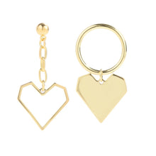 Load image into Gallery viewer, Love Silver Needle Earrings Simple Earrings, E2109-12 Purple Diamond, E2109-13 White Diamond, E2112-9 Gold Asymmetric Love, E2112-10 White K Asymmetric Love