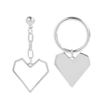 Load image into Gallery viewer, Love Silver Needle Earrings Simple Earrings, E2109-12 Purple Diamond, E2109-13 White Diamond, E2112-9 Gold Asymmetric Love, E2112-10 White K Asymmetric Love