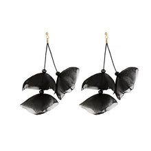 Load image into Gallery viewer, Long Exaggerated Fabric Art Handmade Petal Earrings, E1908-21 Blue, E1908-22 Yellow, E1908-23 Red, E1908-24 Pink, E1908-25 Black, E1908-26 White, E1908-27 Blue, E1908-28 Red, E1908-29 Black, E1908-30 Yellow, E1908-31 Pink, E1908-32 White, E1908-33 Blac...