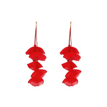 Load image into Gallery viewer, Long Exaggerated Fabric Art Handmade Petal Earrings, E1908-21 Blue, E1908-22 Yellow, E1908-23 Red, E1908-24 Pink, E1908-25 Black, E1908-26 White, E1908-27 Blue, E1908-28 Red, E1908-29 Black, E1908-30 Yellow, E1908-31 Pink, E1908-32 White, E1908-33 Blac...