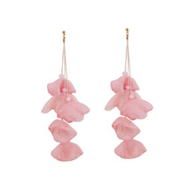 Load image into Gallery viewer, Long Exaggerated Fabric Art Handmade Petal Earrings, E1908-21 Blue, E1908-22 Yellow, E1908-23 Red, E1908-24 Pink, E1908-25 Black, E1908-26 White, E1908-27 Blue, E1908-28 Red, E1908-29 Black, E1908-30 Yellow, E1908-31 Pink, E1908-32 White, E1908-33 Blac...