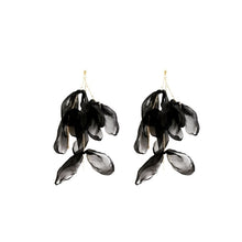 Load image into Gallery viewer, Long Exaggerated Fabric Art Handmade Petal Earrings, E1908-21 Blue, E1908-22 Yellow, E1908-23 Red, E1908-24 Pink, E1908-25 Black, E1908-26 White, E1908-27 Blue, E1908-28 Red, E1908-29 Black, E1908-30 Yellow, E1908-31 Pink, E1908-32 White, E1908-33 Blac...
