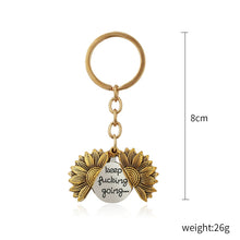 Load image into Gallery viewer, Alloy Sunflowers Shape Can Open Double Side Engraving Accessories Pendant, N2003-27 Ancient Gold Keychain, N2003-28 Ancient Gold Keychain, N2003-22 Ancient Gold Necklace, N2003-23 Ancient Silver Necklace