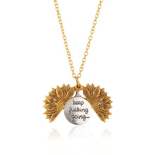 Load image into Gallery viewer, Alloy Sunflowers Shape Can Open Double Side Engraving Accessories Pendant, N2003-27 Ancient Gold Keychain, N2003-28 Ancient Gold Keychain, N2003-22 Ancient Gold Necklace, N2003-23 Ancient Silver Necklace