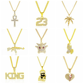 Exaggerated Hip Hop Style Necklace Collarbone Chains, 1010400301 Gold Column, 1010400302 Silver Column, 1010400401 Full Score, 1010400501  YRN, 1010401102 AK47, 1010401202 Crown Lion Head, 1010401301 Prayer, 1010401302 Handheld, 11010401401 Micro      ...