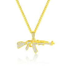 Load image into Gallery viewer, Exaggerated Hip Hop Style Necklace Collarbone Chains, 1010400301 Gold Column, 1010400302 Silver Column, 1010400401 Full Score, 1010400501  YRN, 1010401102 AK47, 1010401202 Crown Lion Head, 1010401301 Prayer, 1010401302 Handheld, 11010401401 Micro      ...