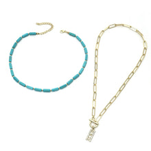Load image into Gallery viewer, Natural Turquoise Accessories Ladies Jewelry, N2206-5 Bailan Pine Necklace, S2203-11 Bracelet, N2206-6 2pcs/set Rectangular Necklace, 2pcs/set Necklace + Earrings, 3pcs/set Necklace + Bracelet + Earrings