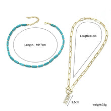 Load image into Gallery viewer, Natural Turquoise Accessories Ladies Jewelry, N2206-5 Bailan Pine Necklace, S2203-11 Bracelet, N2206-6 2pcs/set Rectangular Necklace, 2pcs/set Necklace + Earrings, 3pcs/set Necklace + Bracelet + Earrings