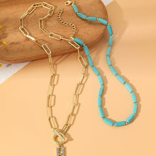 Load image into Gallery viewer, Natural Turquoise Accessories Ladies Jewelry, N2206-5 Bailan Pine Necklace, S2203-11 Bracelet, N2206-6 2pcs/set Rectangular Necklace, 2pcs/set Necklace + Earrings, 3pcs/set Necklace + Bracelet + Earrings