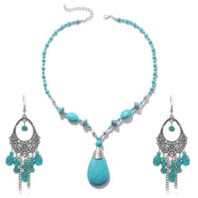 Load image into Gallery viewer, Natural Turquoise Accessories Ladies Jewelry, N2206-5 Bailan Pine Necklace, S2203-11 Bracelet, N2206-6 2pcs/set Rectangular Necklace, 2pcs/set Necklace + Earrings, 3pcs/set Necklace + Bracelet + Earrings