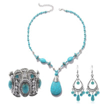 Load image into Gallery viewer, Natural Turquoise Accessories Ladies Jewelry, N2206-5 Bailan Pine Necklace, S2203-11 Bracelet, N2206-6 2pcs/set Rectangular Necklace, 2pcs/set Necklace + Earrings, 3pcs/set Necklace + Bracelet + Earrings