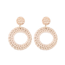 Load image into Gallery viewer, Bamboo Vine Handmade Woven Earrings Bosomia Style Earrings, E2002-1 Ear Hook Circle, E2002-2 Black Frame, E2002-3 Yellow Frame, E2002-4 Blue Frame, E2002-5 Knock Pattern Circle, E2002-6 Knock Pattern Deep Cake, E2002-7 Knock Pattern Water Drop         ...