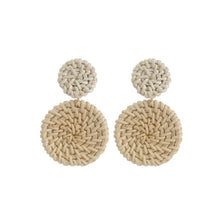 Load image into Gallery viewer, Bamboo Vine Handmade Woven Earrings Bosomia Style Earrings, E2002-1 Ear Hook Circle, E2002-2 Black Frame, E2002-3 Yellow Frame, E2002-4 Blue Frame, E2002-5 Knock Pattern Circle, E2002-6 Knock Pattern Deep Cake, E2002-7 Knock Pattern Water Drop         ...