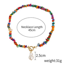 Load image into Gallery viewer, Boho Colorful Broken Natural Stone Necklace, Model:, N2105-9 Color Stone Pearl Pendant, N2206-8 Pink Stone, N2206-9 Light Blue Stone, N2206-10 Multi-color Stone, N2206-11 Transparent Stone, N2106-23 Pink Stone Single Chain                              ...
