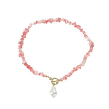 Load image into Gallery viewer, Boho Colorful Broken Natural Stone Necklace, Model:, N2105-9 Color Stone Pearl Pendant, N2206-8 Pink Stone, N2206-9 Light Blue Stone, N2206-10 Multi-color Stone, N2206-11 Transparent Stone, N2106-23 Pink Stone Single Chain                              ...