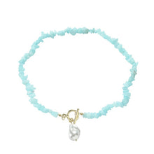 Load image into Gallery viewer, Boho Colorful Broken Natural Stone Necklace, Model:, N2105-9 Color Stone Pearl Pendant, N2206-8 Pink Stone, N2206-9 Light Blue Stone, N2206-10 Multi-color Stone, N2206-11 Transparent Stone, N2106-23 Pink Stone Single Chain                              ...