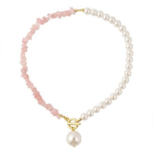 Load image into Gallery viewer, Boho Colorful Broken Natural Stone Necklace, Model:, N2105-9 Color Stone Pearl Pendant, N2206-8 Pink Stone, N2206-9 Light Blue Stone, N2206-10 Multi-color Stone, N2206-11 Transparent Stone, N2106-23 Pink Stone Single Chain                              ...