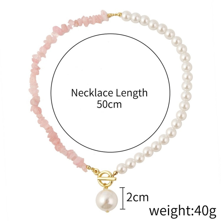 Boho Colorful Broken Natural Stone Necklace, Model:, N2106-23 Pink Stone Single Chain