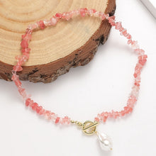 Load image into Gallery viewer, Boho Colorful Broken Natural Stone Necklace, Model:, N2106-23 Pink Stone Single Chain
