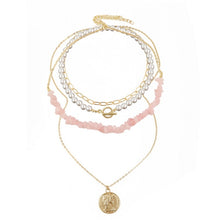 Load image into Gallery viewer, Boho Colorful Broken Natural Stone Necklace, Model:, N2105-9 Color Stone Pearl Pendant, N2206-8 Pink Stone, N2206-9 Light Blue Stone, N2206-10 Multi-color Stone, N2206-11 Transparent Stone, N2106-23 Pink Stone Single Chain                              ...