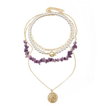 Load image into Gallery viewer, Boho Colorful Broken Natural Stone Necklace, Model:, N2105-9 Color Stone Pearl Pendant, N2206-8 Pink Stone, N2206-9 Light Blue Stone, N2206-10 Multi-color Stone, N2206-11 Transparent Stone, N2106-23 Pink Stone Single Chain                              ...
