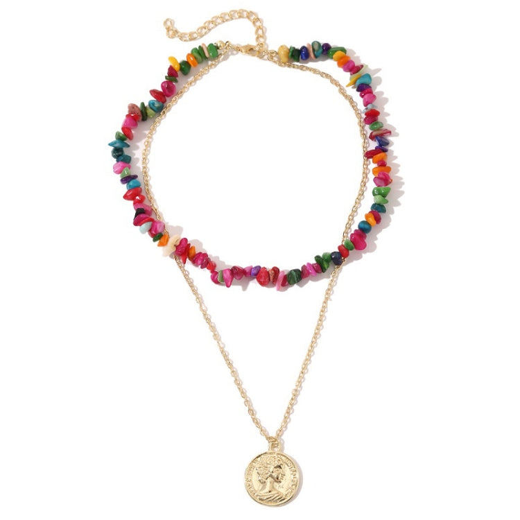 Boho Colorful Broken Natural Stone Necklace, Model:, N2105-9 Color Stone Pearl Pendant, N2206-8 Pink Stone, N2206-9 Light Blue Stone, N2206-10 Multi-color Stone, N2206-11 Transparent Stone, N2106-23 Pink Stone Single Chain                              ...