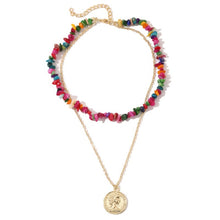 Load image into Gallery viewer, Boho Colorful Broken Natural Stone Necklace, Model:, N2105-9 Color Stone Pearl Pendant, N2206-8 Pink Stone, N2206-9 Light Blue Stone, N2206-10 Multi-color Stone, N2206-11 Transparent Stone, N2106-23 Pink Stone Single Chain                              ...