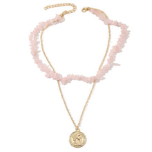 Load image into Gallery viewer, Boho Colorful Broken Natural Stone Necklace, Model:, N2105-9 Color Stone Pearl Pendant, N2206-8 Pink Stone, N2206-9 Light Blue Stone, N2206-10 Multi-color Stone, N2206-11 Transparent Stone, N2106-23 Pink Stone Single Chain                              ...