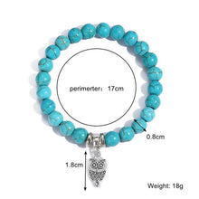 Load image into Gallery viewer, Women Beaded Bracelet Turquoise Ethnic Style Charm Jewelry, S2208-2 Owl, S2208-3 Butterfly, S2208-4 Sea Star, S2208-5 Life Tree, S2203-12 Cross, S2203-13 Turquoise Pendant, S2212-1 Eyes, S2303-1, S2303-2 Turtles, S2303-3 Cross, S2203-11