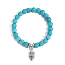Load image into Gallery viewer, Women Beaded Bracelet Turquoise Ethnic Style Charm Jewelry, S2208-2 Owl, S2208-3 Butterfly, S2208-4 Sea Star, S2208-5 Life Tree, S2203-12 Cross, S2203-13 Turquoise Pendant, S2212-1 Eyes, S2303-1, S2303-2 Turtles, S2303-3 Cross, S2203-11
